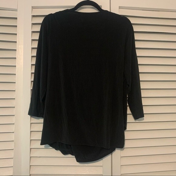 Neiman Marcus XL Black Crossover Wrap Top - Picture 3 of 6